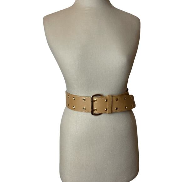Unknown Accessories - Wide Beige Faux Leather Belt S/M ~39"L~2"W